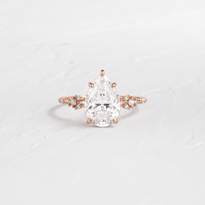 Cluster Style-Pear Lab Grown Diamond Engagement Ring