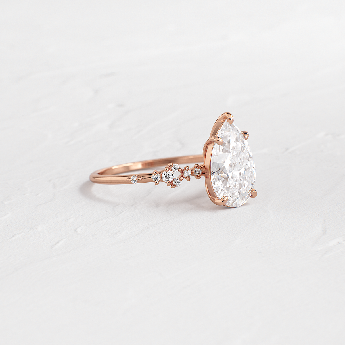 Cluster Style-Pear Lab Grown Diamond Engagement Ring