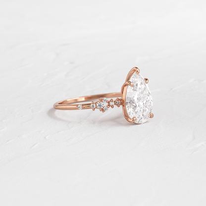 Cluster Style-Pear Lab Grown Diamond Engagement Ring