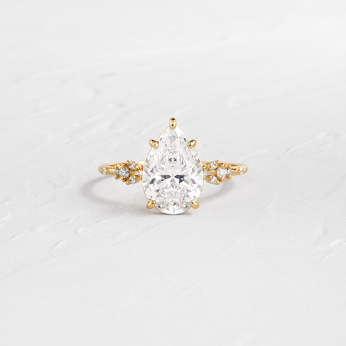 Cluster Style-Pear Lab Grown Diamond Engagement Ring