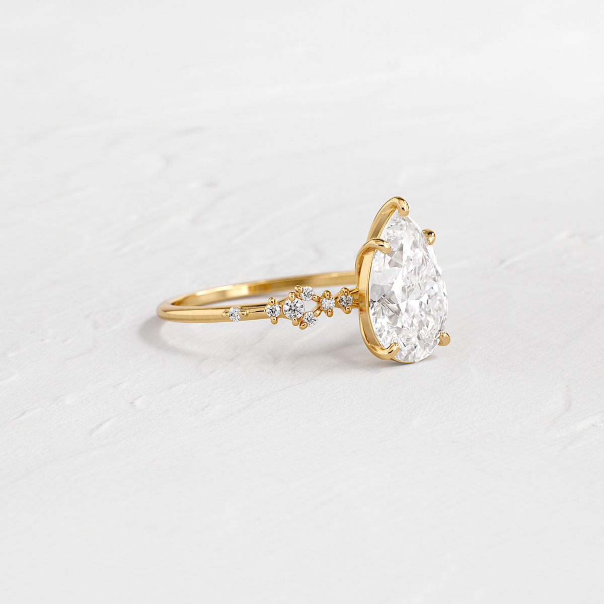 Cluster Style-Pear Lab Grown Diamond Engagement Ring