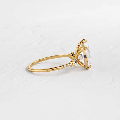 Cluster Style-Pear Lab Grown Diamond Engagement Ring