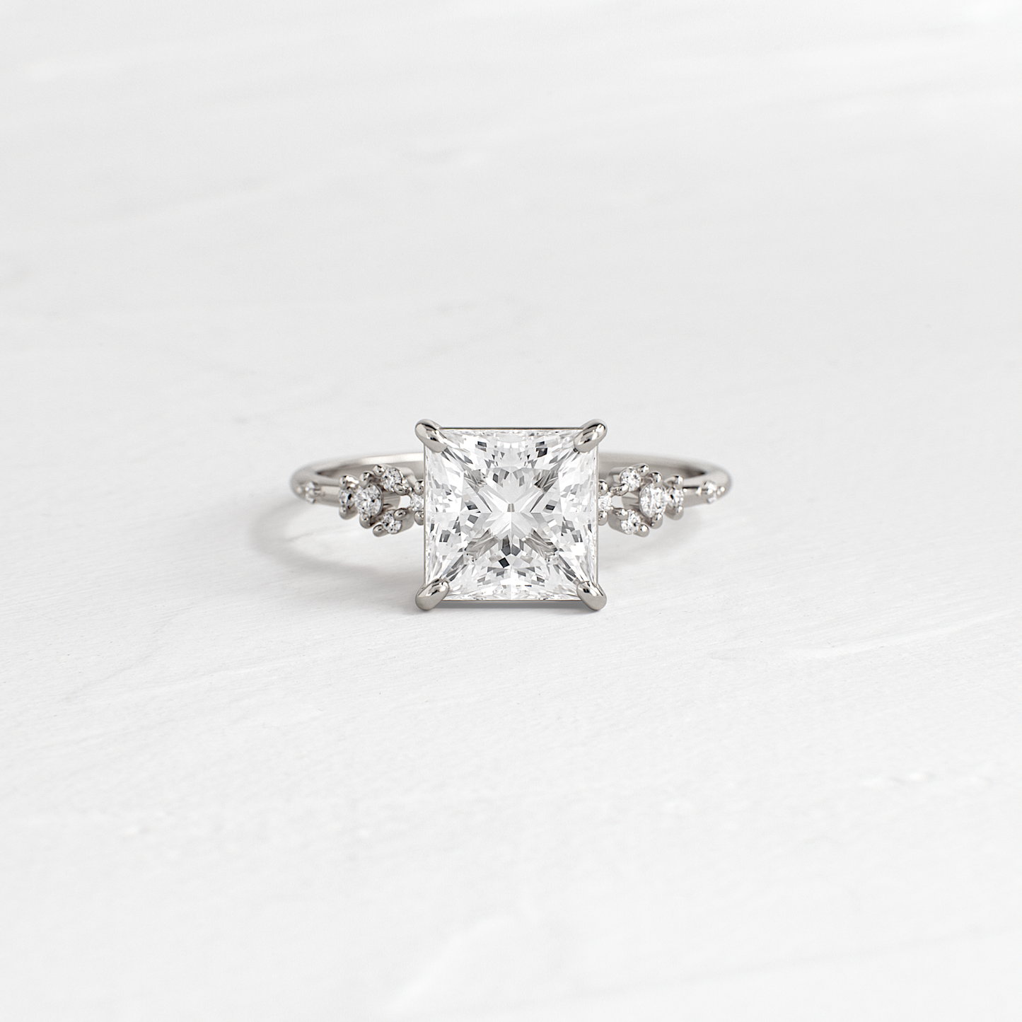 Cluster Style-Princess Lab Grown Diamond Engagement Ring