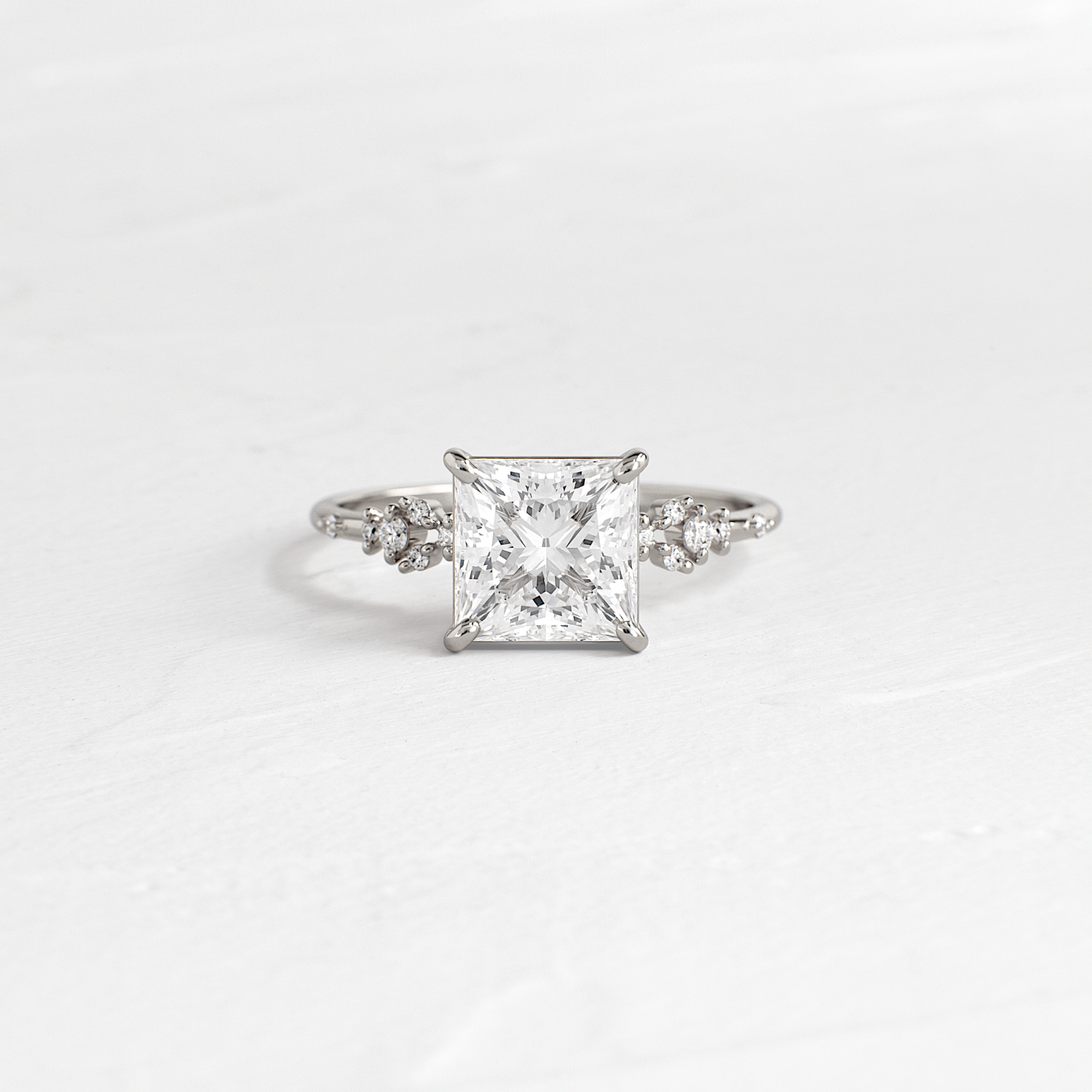 Cluster Style-Princess Lab Grown Diamond Engagement Ring
