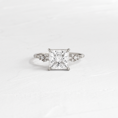 Cluster Style-Princess Lab Grown Diamond Engagement Ring