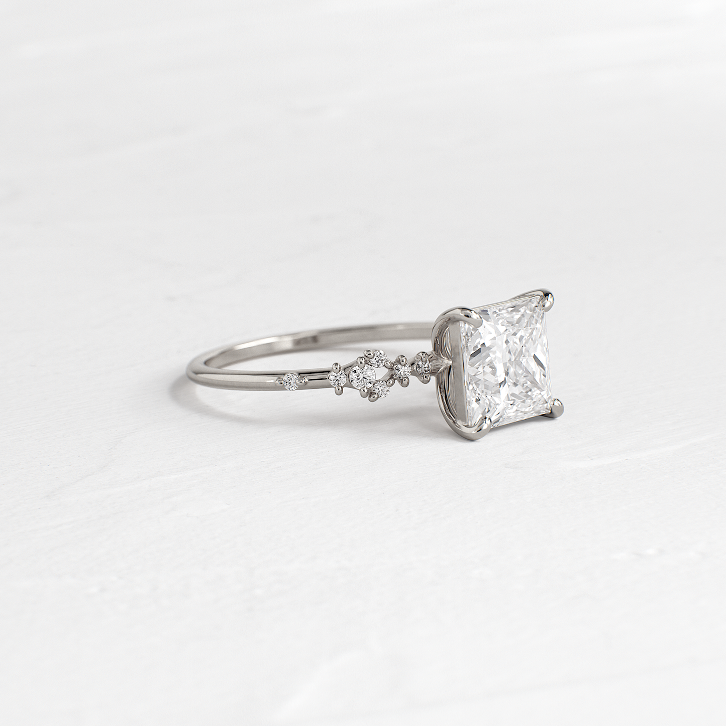 Cluster Style-Princess Lab Grown Diamond Engagement Ring