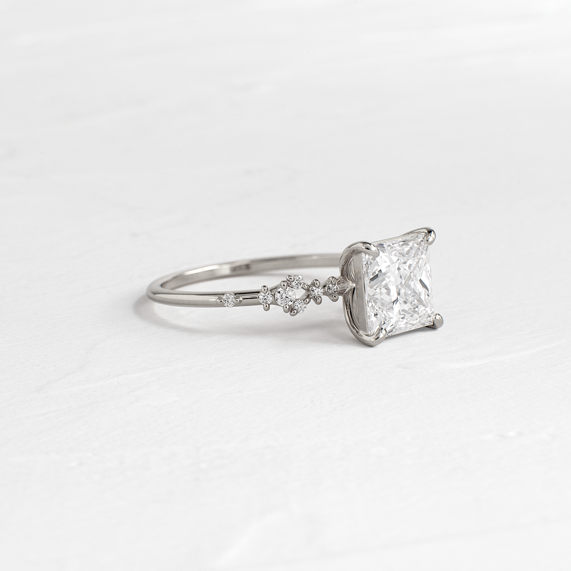Cluster Style-Princess Lab Grown Diamond Engagement Ring