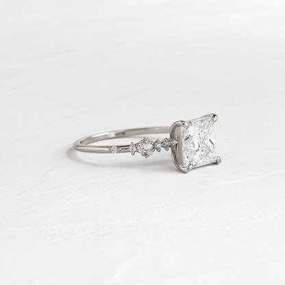 Cluster Style-Princess Lab Grown Diamond Engagement Ring