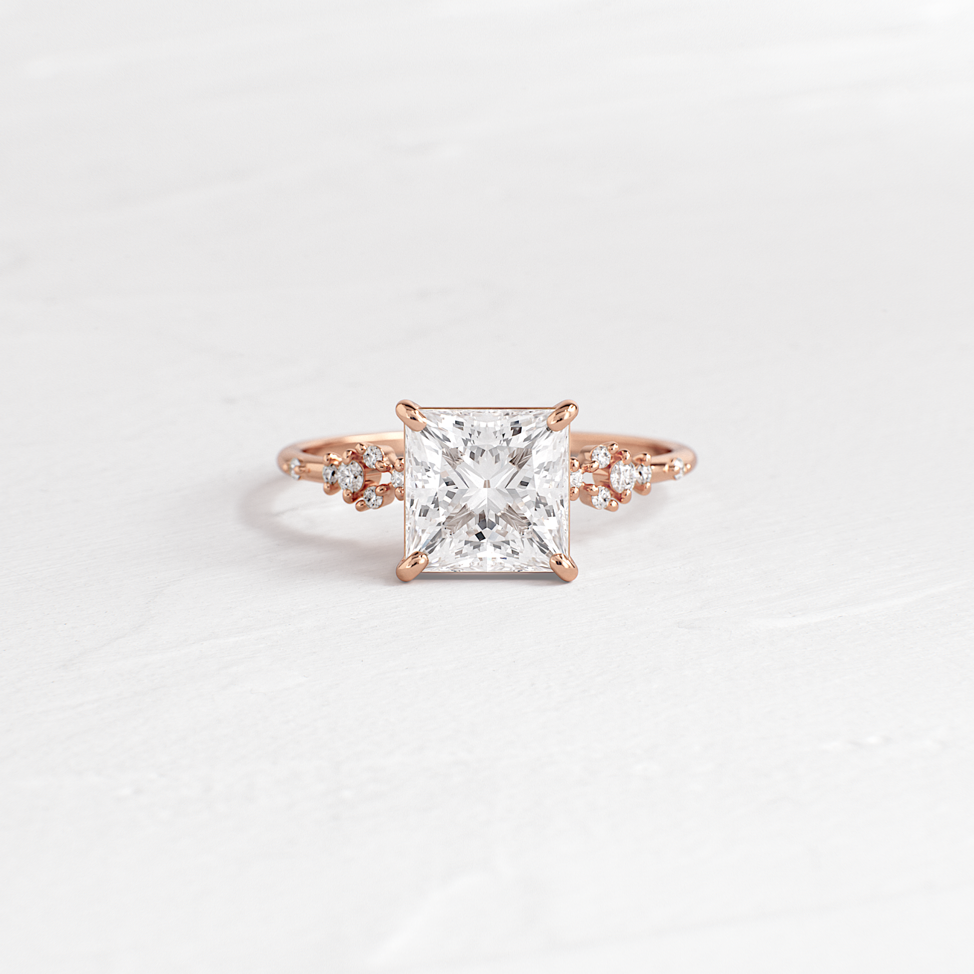 Cluster Style-Princess Lab Grown Diamond Engagement Ring