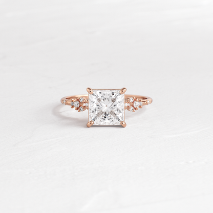 Cluster Style-Princess Lab Grown Diamond Engagement Ring