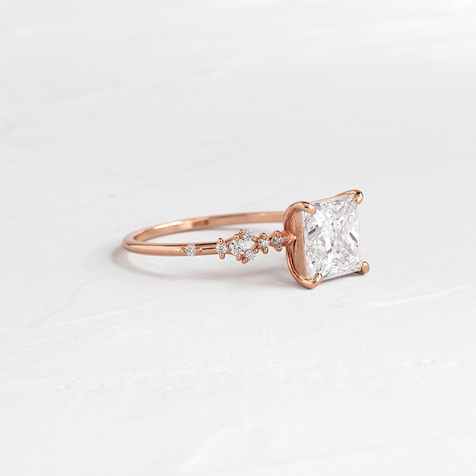 Cluster Style-Princess Lab Grown Diamond Engagement Ring