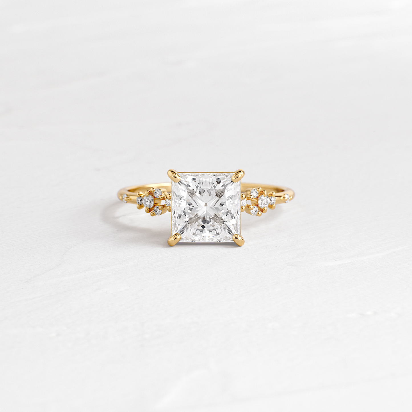 Cluster Style-Princess Lab Grown Diamond Engagement Ring