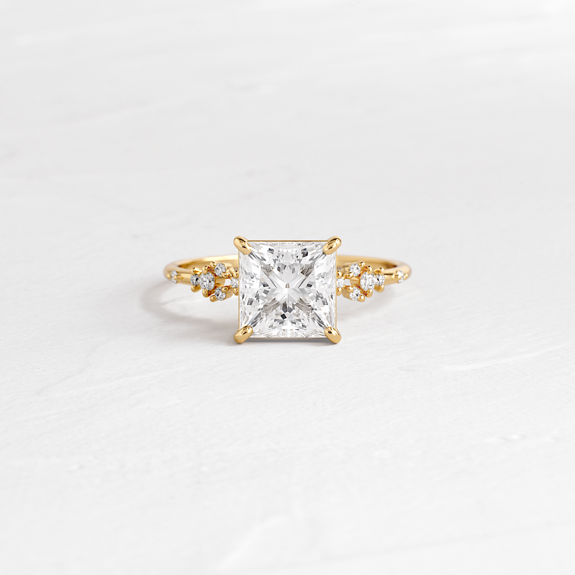 Cluster Style-Princess Lab Grown Diamond Engagement Ring