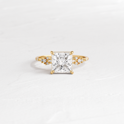 Cluster Style-Princess Lab Grown Diamond Engagement Ring