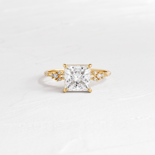Cluster Style-Princess Lab Grown Diamond Engagement Ring