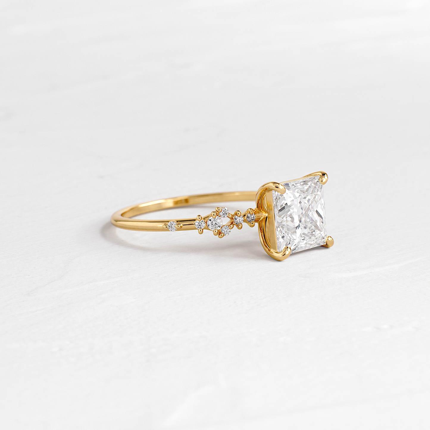Cluster Style-Princess Lab Grown Diamond Engagement Ring