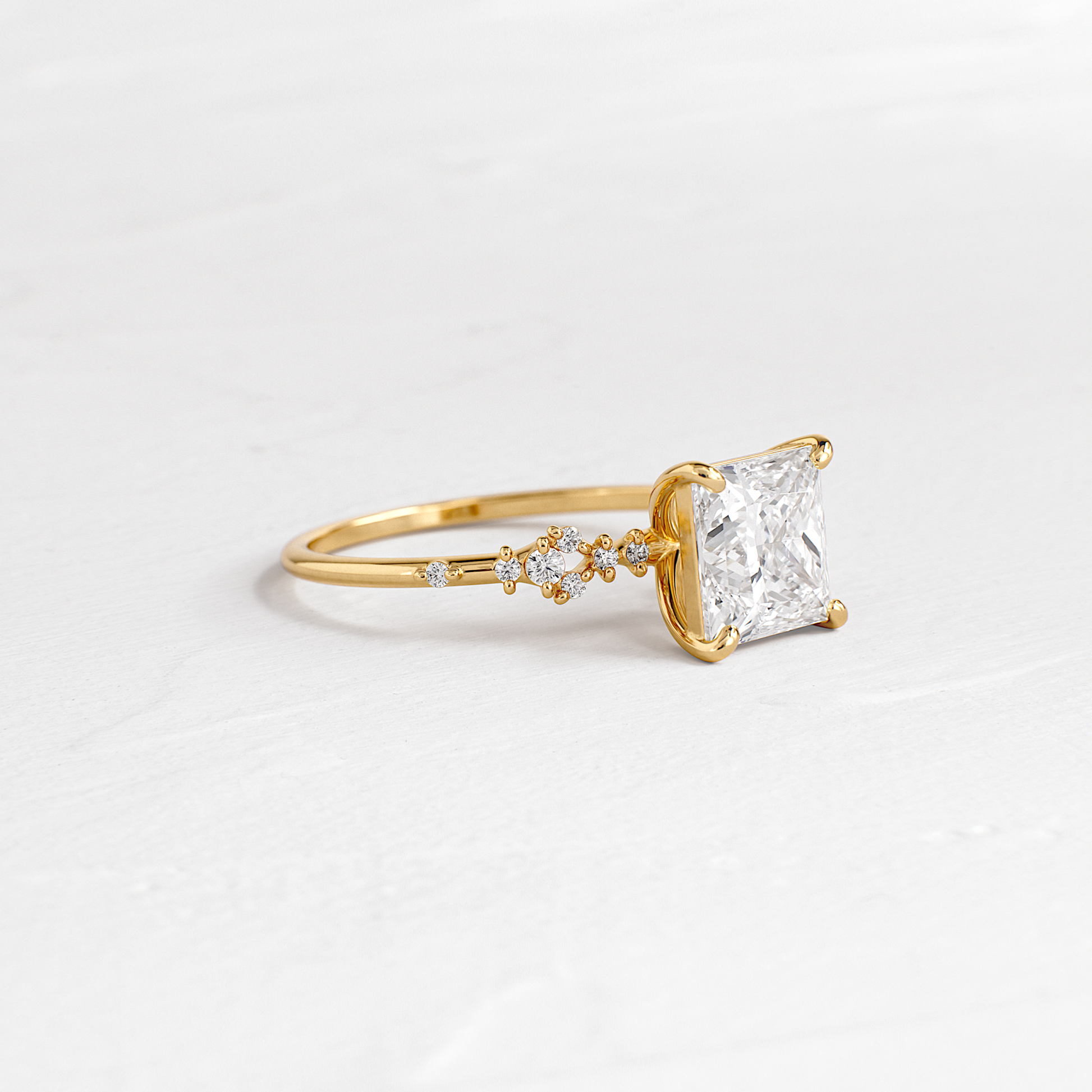 Cluster Style-Princess Lab Grown Diamond Engagement Ring