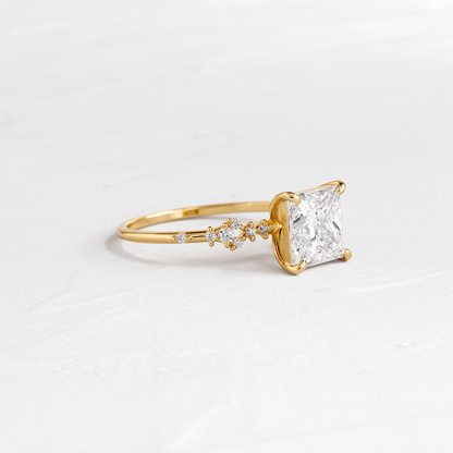 Cluster Style-Princess Lab Grown Diamond Engagement Ring