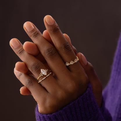Cluster-Marquise Lab Grown Diamond Engagement Ring