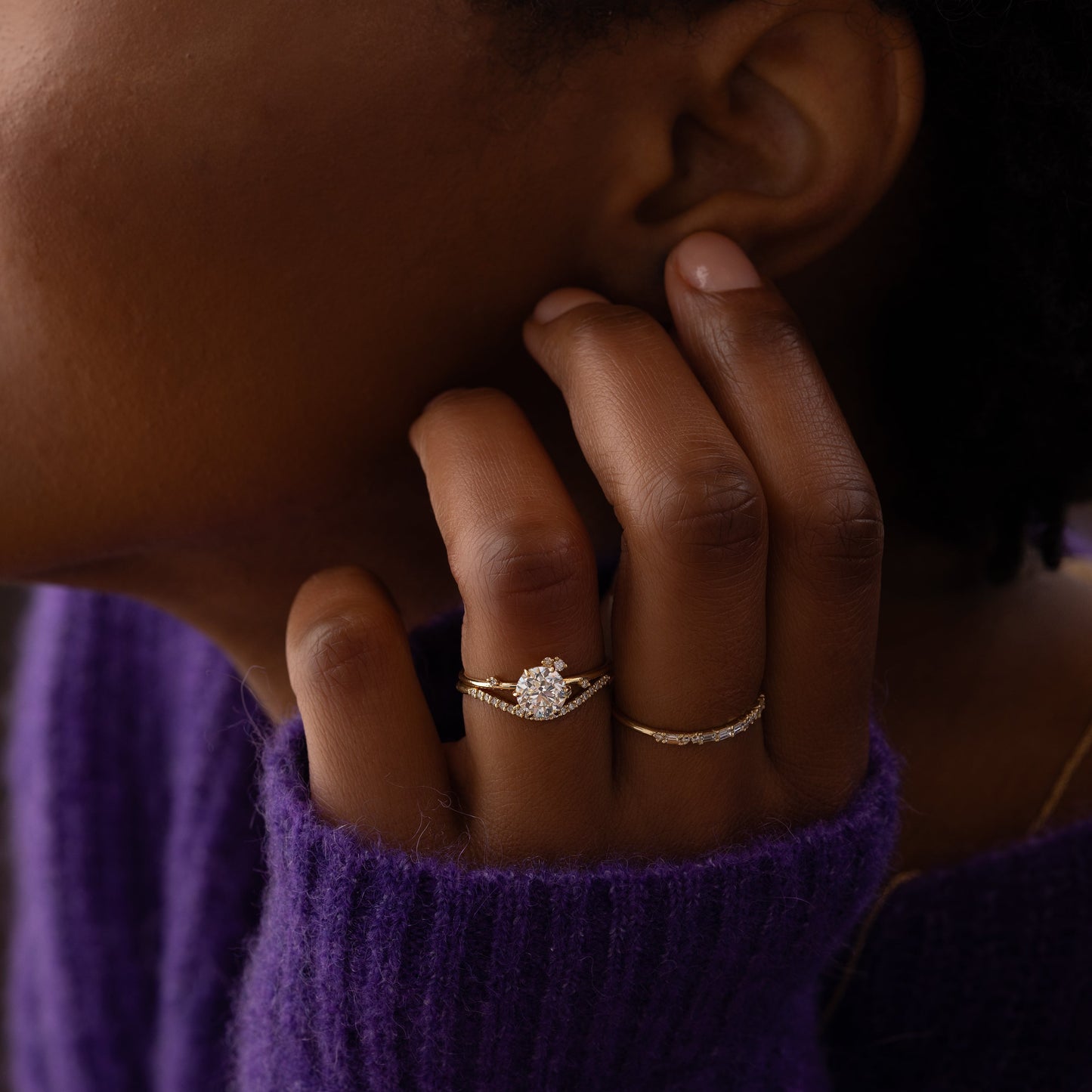 Cluster-Round Lab Grown Diamond Engagement Ring