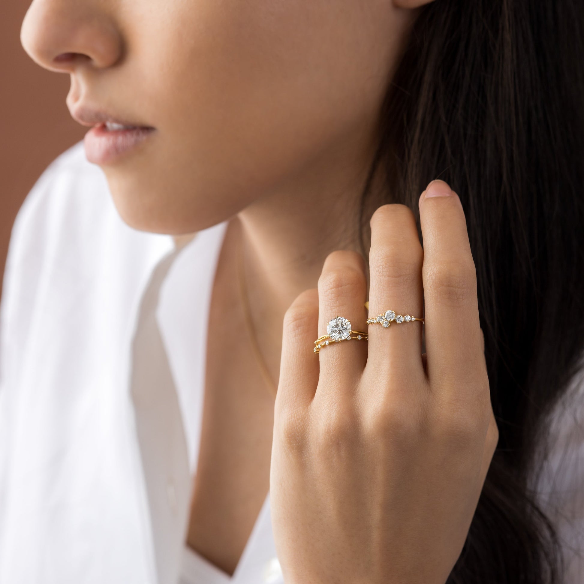 Criss Cross Dainty Pave-Round Lab Grown Diamond Engagement Ring