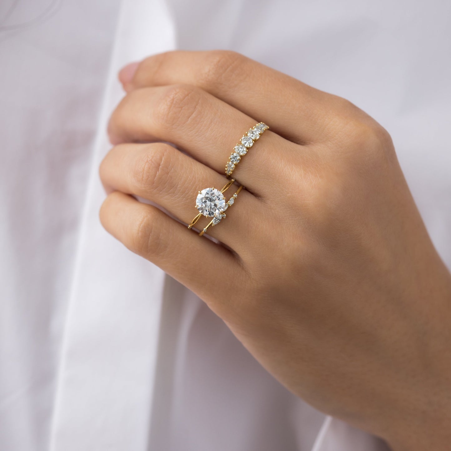 Criss Cross Dainty Pave-Round Lab Grown Diamond Engagement Ring