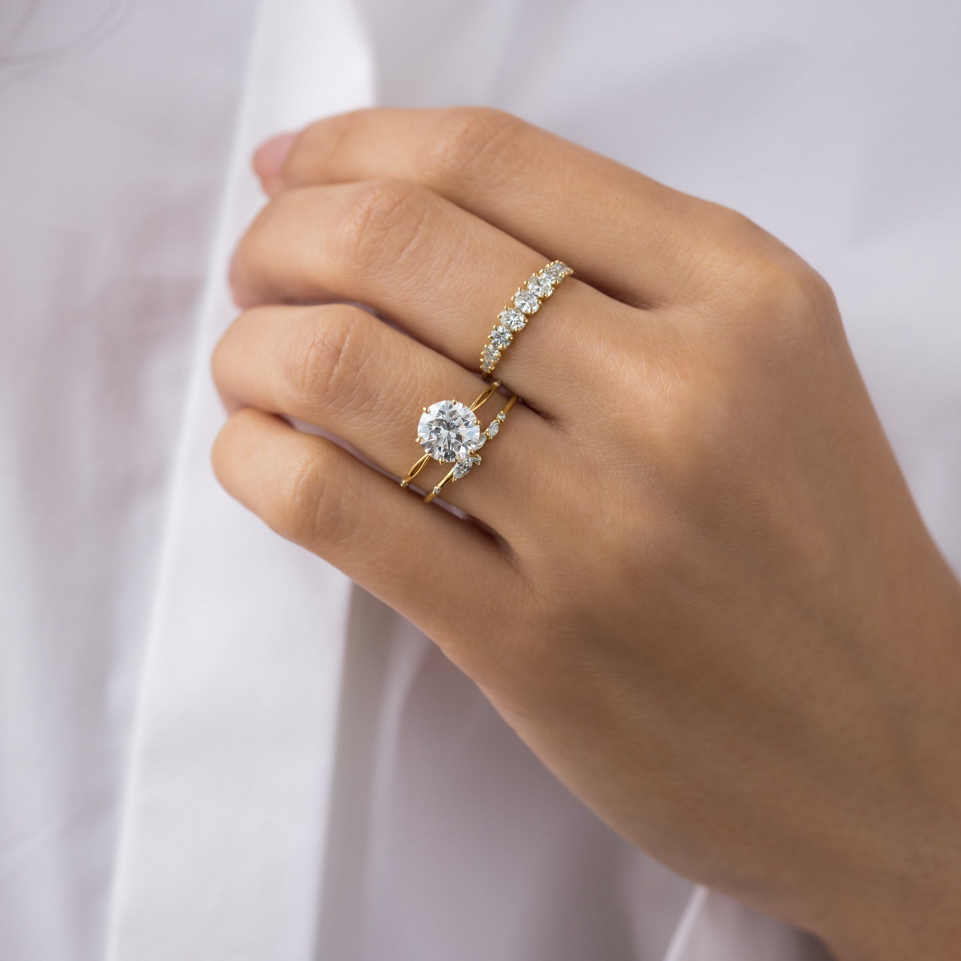 Criss Cross Dainty Pave-Round Lab Grown Diamond Engagement Ring