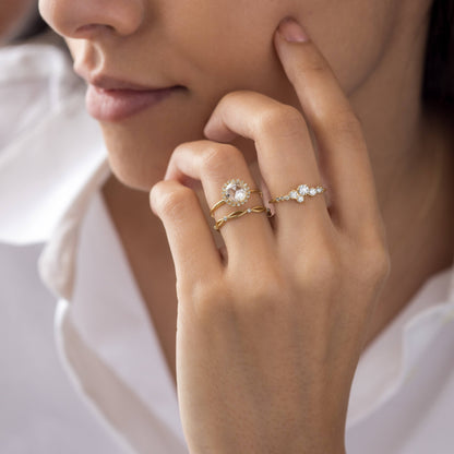 Halo-Rose Cut Lab Grown Diamond Engagement Ring