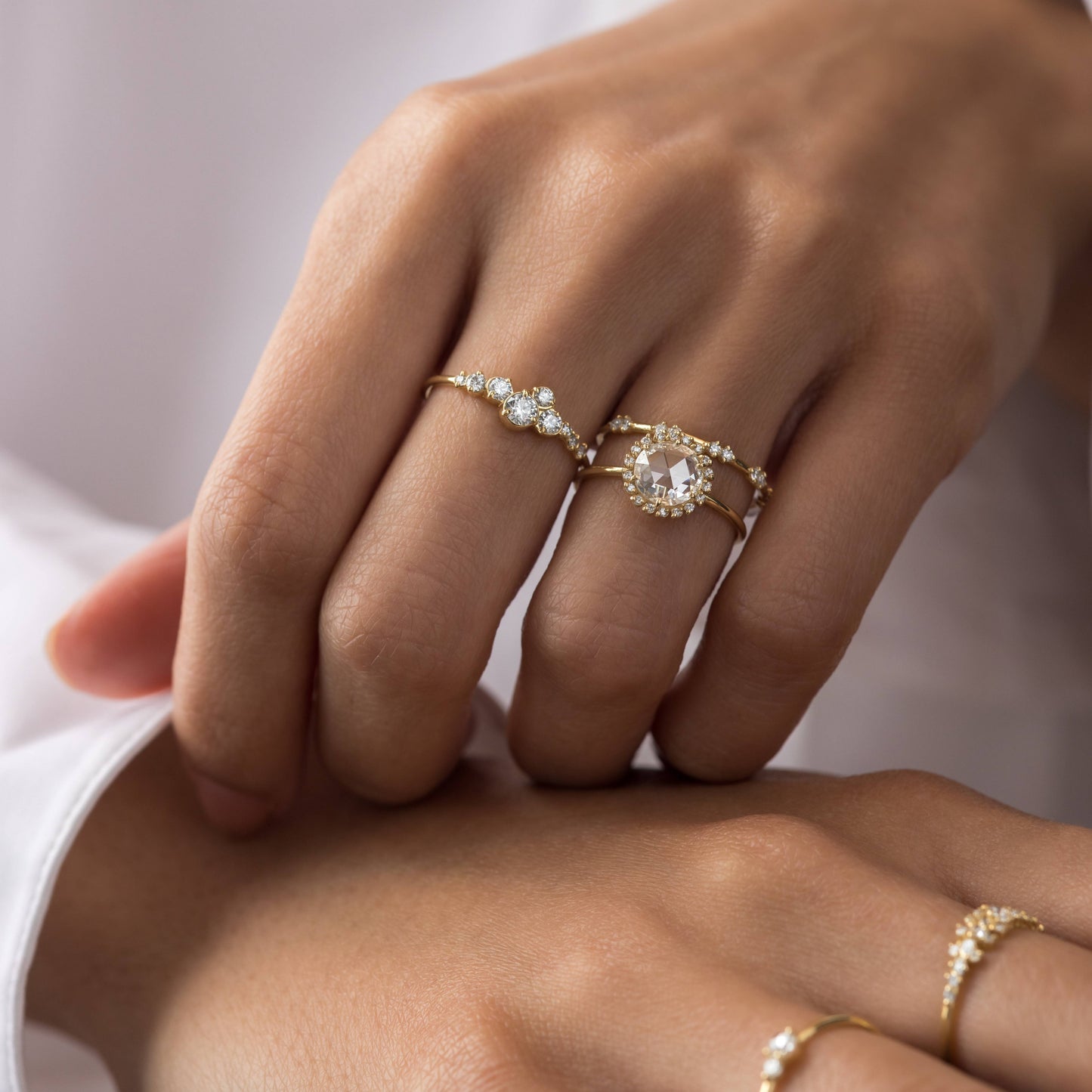 Halo-Rose Cut Lab Grown Diamond Engagement Ring