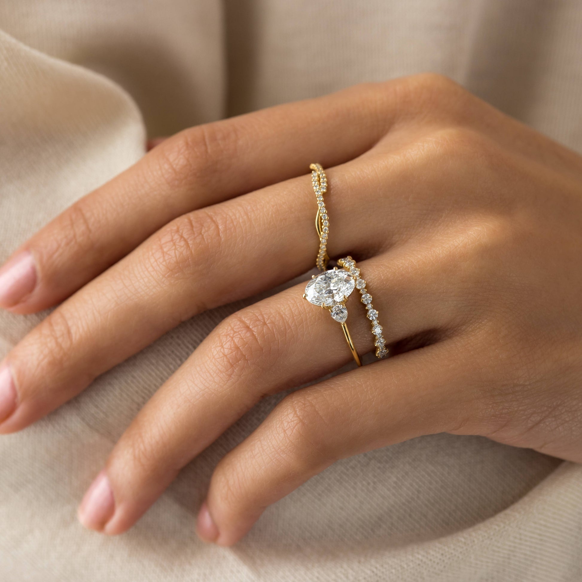 Three Stone-Oval Lab Grown Diamond Engagement Ring