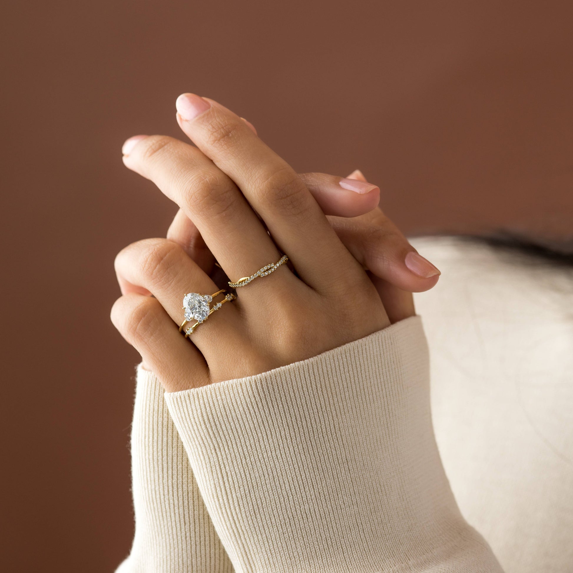 Three Stone-Oval Lab Grown Diamond Engagement Ring