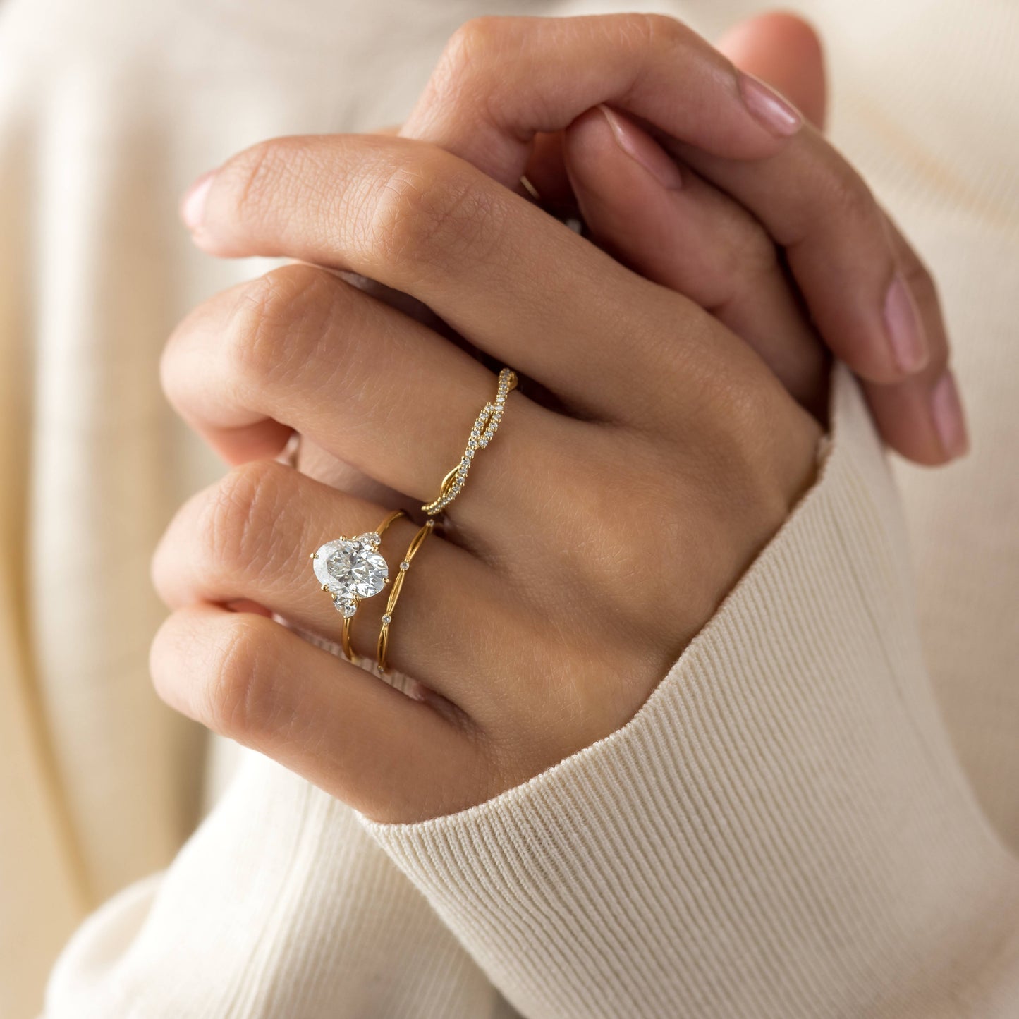 Three Stone-Oval Lab Grown Diamond Engagement Ring