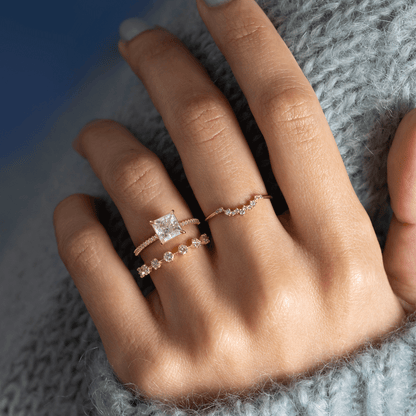 Pave-Princess Lab Grown Diamond Engagement Ring