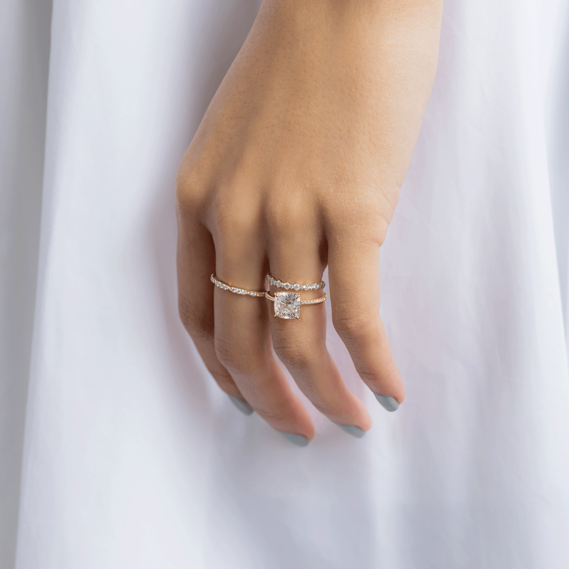 Pave-Cushion Lab Grown Diamond Engagement Ring