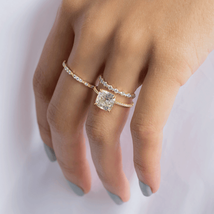 Pave-Cushion Lab Grown Diamond Engagement Ring