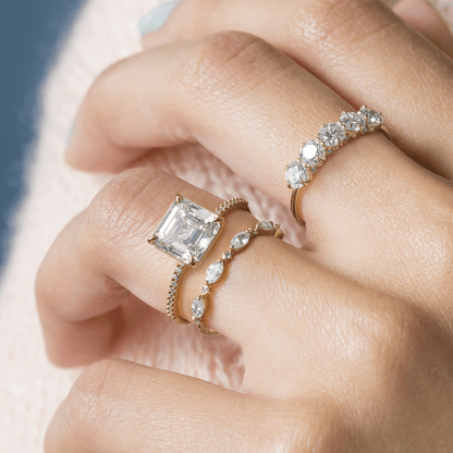 Pave-Asscher Lab Grown Diamond Engagement Ring
