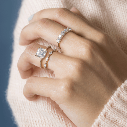 Pave-Asscher Lab Grown Diamond Engagement Ring