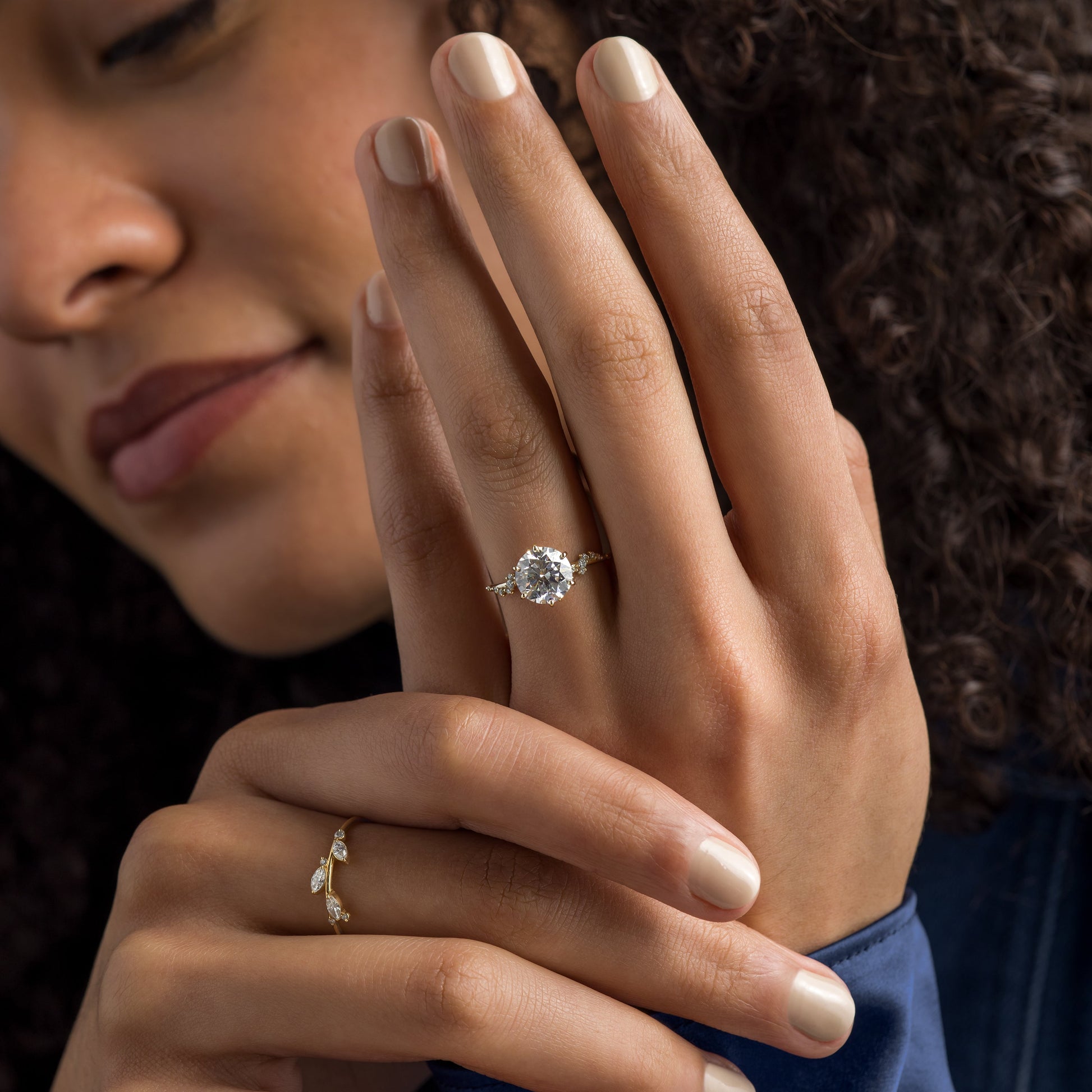 Cluster-Round Lab Grown Diamond Engagement Ring