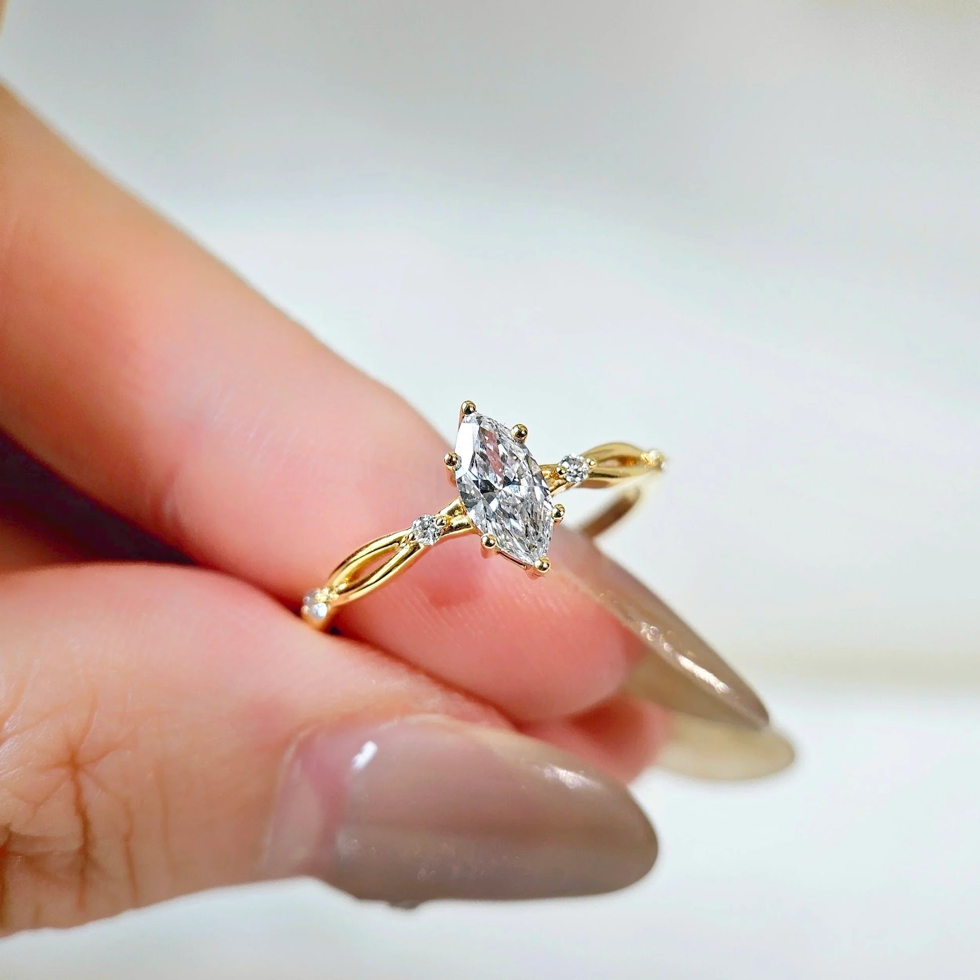 Criss Cross-0.5 CT Marquise Lab Grown Diamond Engagement Ring