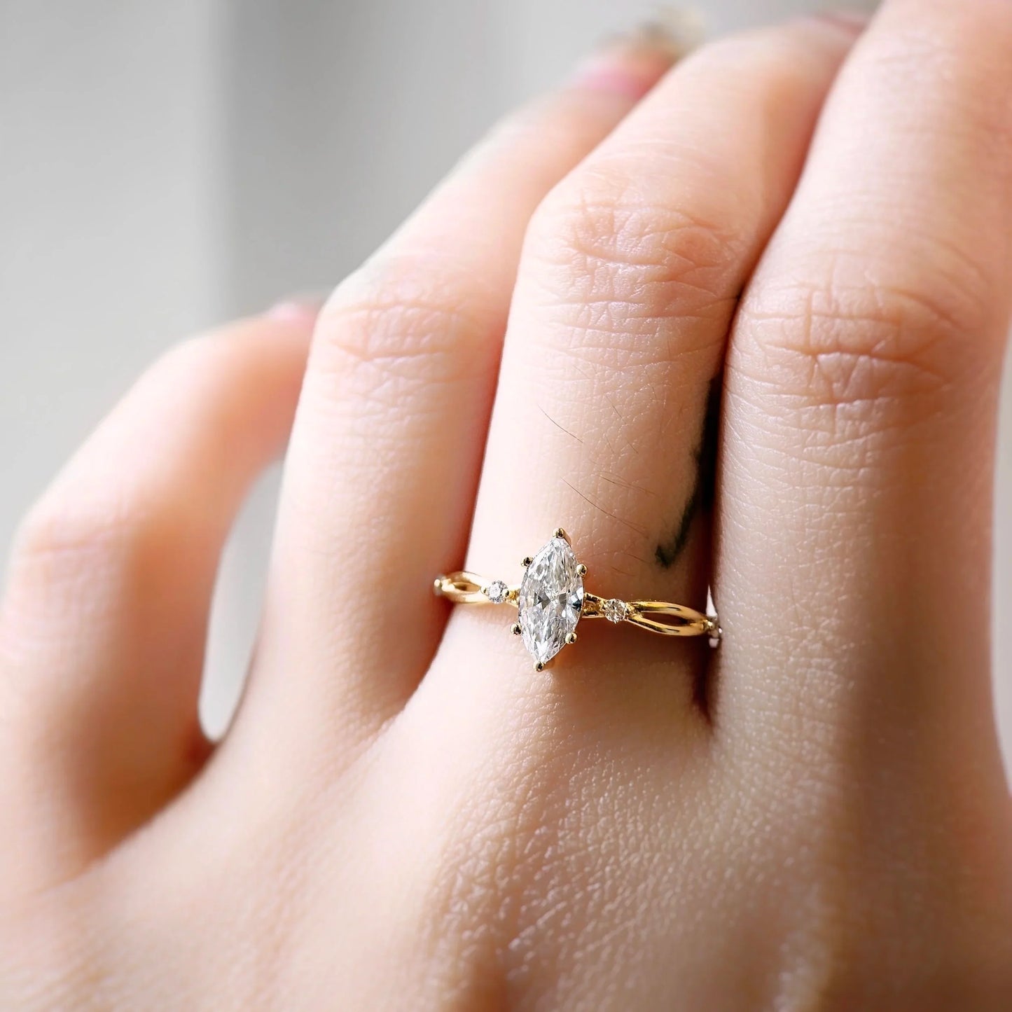 Criss Cross-0.5 CT Marquise Lab Grown Diamond Engagement Ring