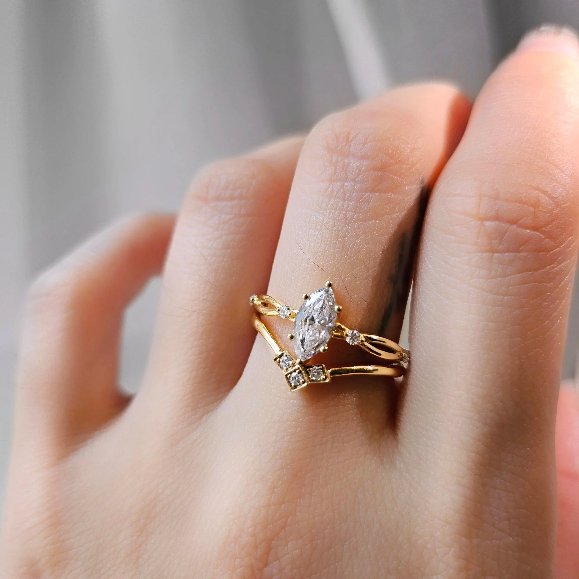 Criss Cross-0.5 CT Marquise Lab Grown Diamond Engagement Ring