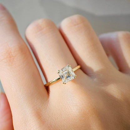 Solitaire Double Prong-1.55 CT Asscher Lab Grown Diamond Engagement Ring