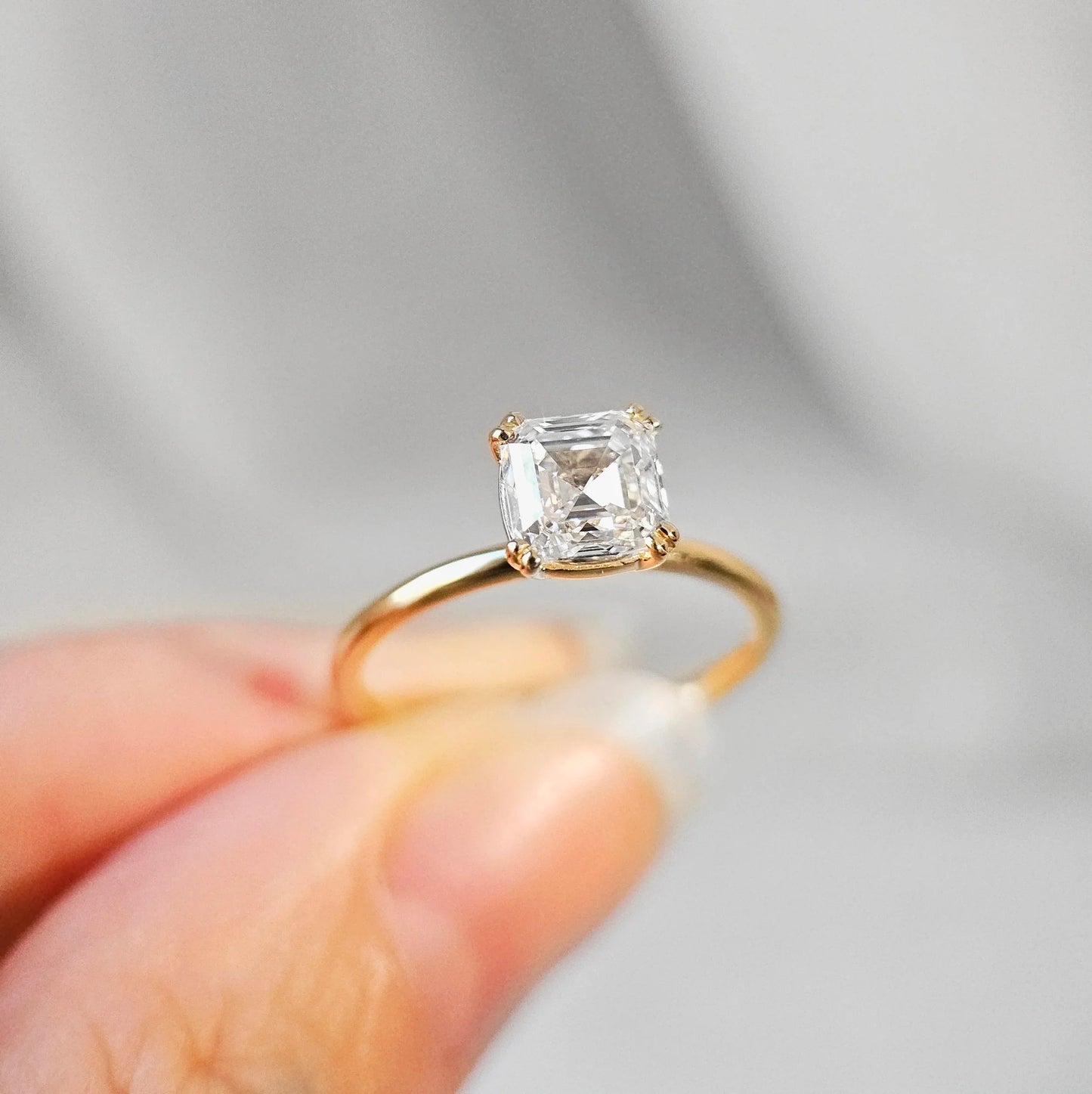 Solitaire Double Prong-1.55 CT Asscher Lab Grown Diamond Engagement Ring