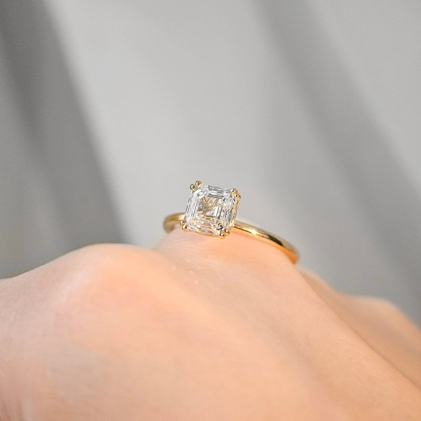 Solitaire Double Prong-1.55 CT Asscher Lab Grown Diamond Engagement Ring