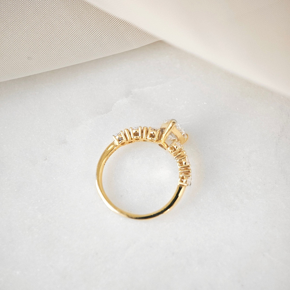 Pave-1.6 CT Pear Lab Grown Diamond Engagement Ring