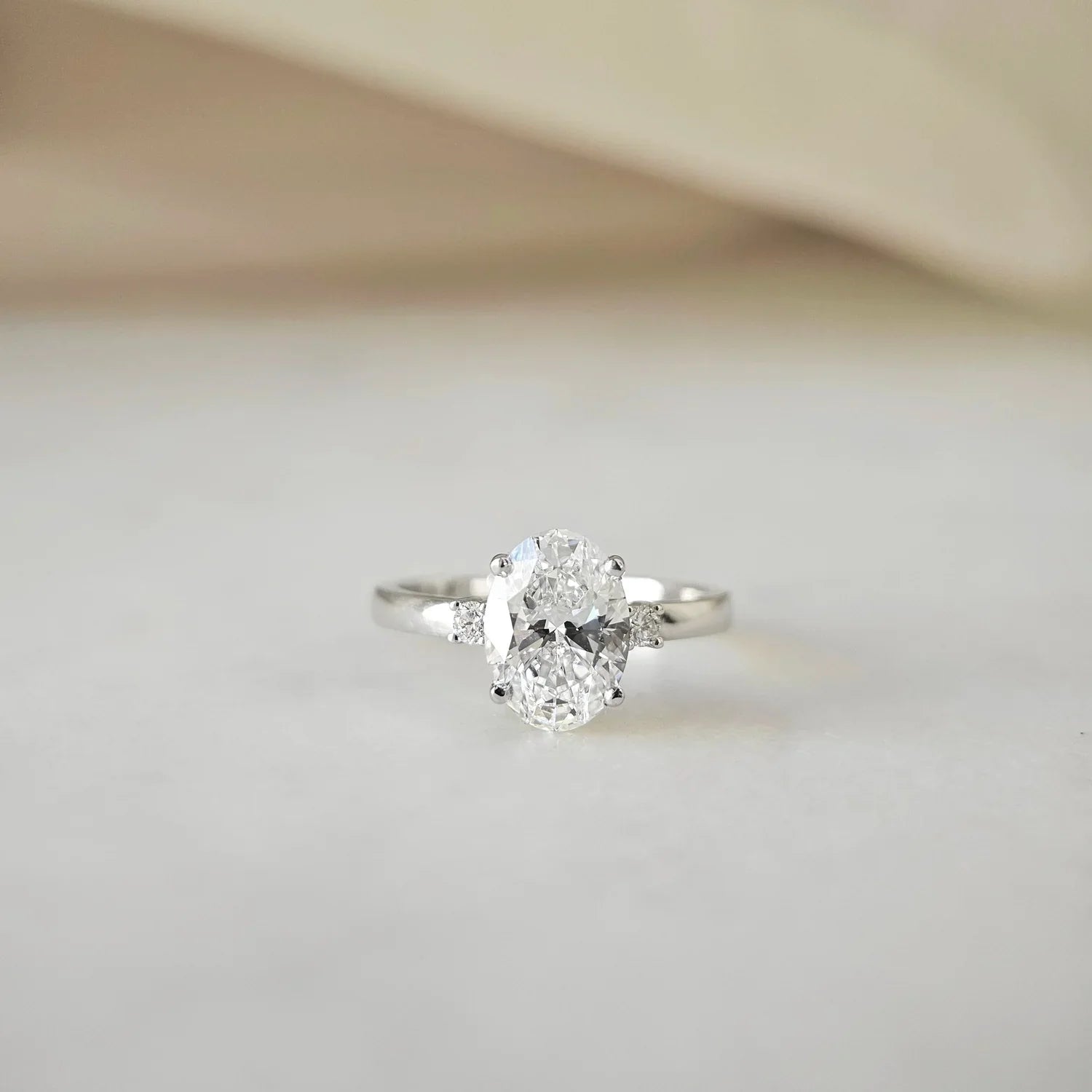 Three Stone-2.0 CT Oval Lab Grown Diamond Engagement Ring