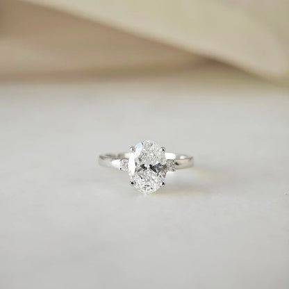 Three Stone-2.0 CT Oval Lab Grown Diamond Engagement Ring