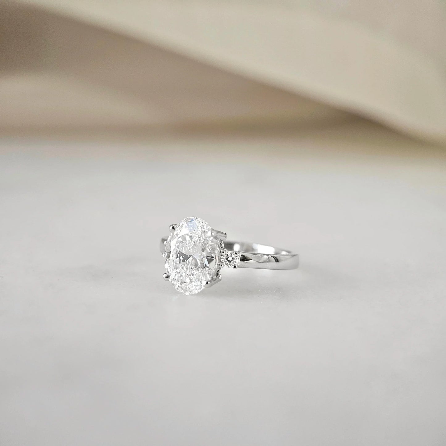 Three Stone-2.0 CT Oval Lab Grown Diamond Engagement Ring