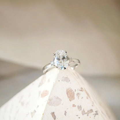 Three Stone-2.0 CT Oval Lab Grown Diamond Engagement Ring
