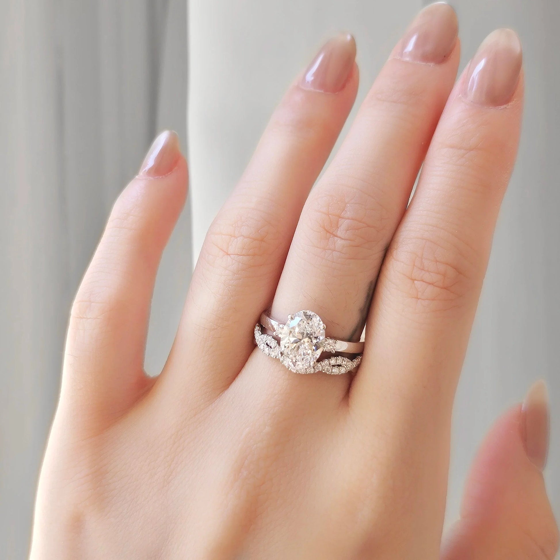 Three Stone-2.0 CT Oval Lab Grown Diamond Engagement Ring